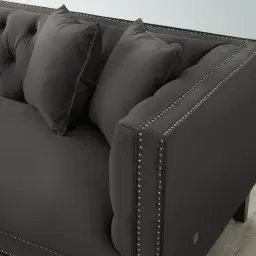 Vogue Charcoal Velvet 3-Seater Sofa 