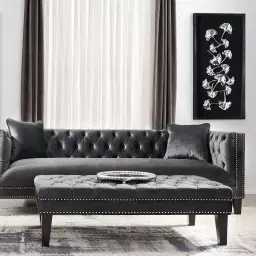 Vogue Charcoal Velvet Ottoman