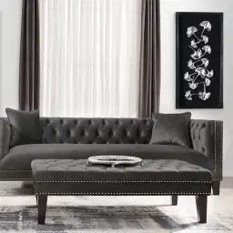 Vogue Charcoal Velvet Ottoman