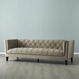 Manuel Beige Velvet 3-Seater Sofa 
