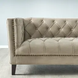 Manuel Beige Velvet 3-Seater Sofa 