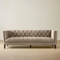 Manuel Beige Velvet 3-Seater Sofa 