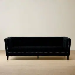 Manuel Black Velvet 3-Seater Sofa 