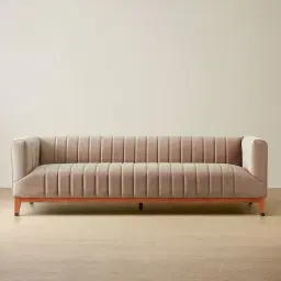 Astoria III Beige Velvet 3-Seater Sofa 