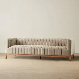 Astoria III Beige Velvet 3-Seater Sofa 