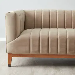 Astoria III Beige Velvet 3-Seater Sofa 