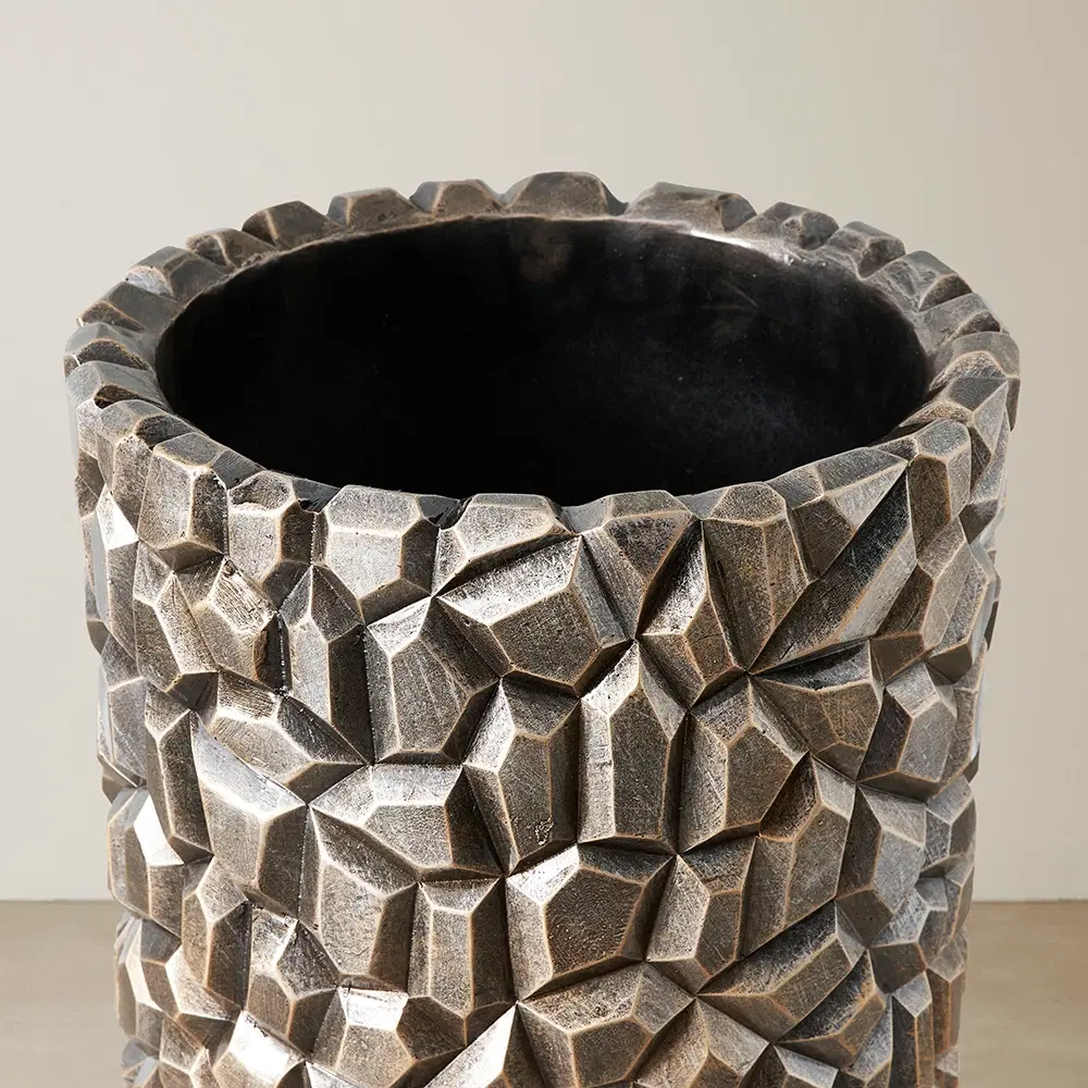 Polished Rockpile Antique Gold Vase - Large