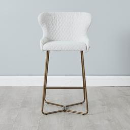 Quinn Cream Boucle Bar Stool - Brass Colour Legs