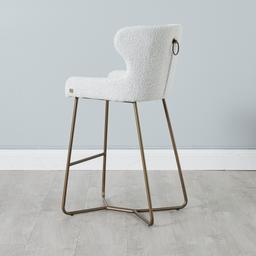 Quinn Cream Boucle Bar Stool - Brass Colour Legs