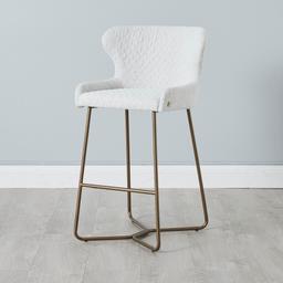 Quinn Cream Boucle Bar Stool - Brass Colour Legs