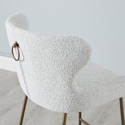 Quinn Cream Boucle Bar Stool - Brass Colour Legs