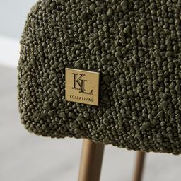 Quinn Olive Green Boucle Bar Stool - Brass Colour Legs