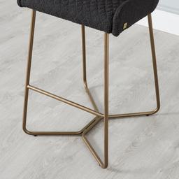 Quinn Charcoal Boucle Bar Stool - Brass Colour Legs