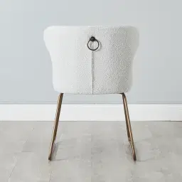 Quinn Cream Boucle Dining Chair - Brass Colour Legs