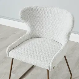 Quinn Cream Boucle Dining Chair - Brass Colour Legs