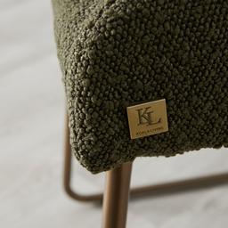 Quinn Olive Green Boucle Dining Chair  - Brass Colour Legs