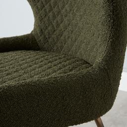 Quinn Olive Green Boucle Dining Chair  - Brass Colour Legs