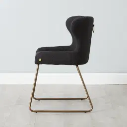 Quinn Charcoal Boucle Dining Chair - Brass Colour Legs