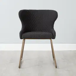 Quinn Charcoal Boucle Dining Chair - Brass Colour Legs
