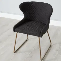 Quinn Charcoal Boucle Dining Chair - Brass Colour Legs