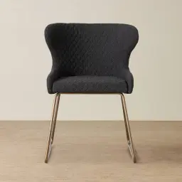 Quinn Charcoal Boucle Dining Chair - Brass Colour Legs