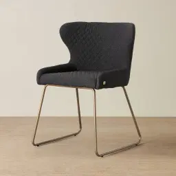 Quinn Charcoal Boucle Dining Chair - Brass Colour Legs