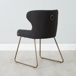 Quinn Charcoal Boucle Dining Chair - Brass Colour Legs