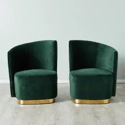 Reina Asymmetrical Pine Green Velvet Chair - Right Apex