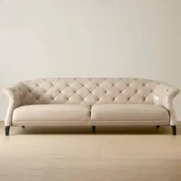 Regal Taupe Leather 3-Seater Sofa 