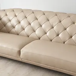 Regal Taupe Leather 3-Seater Sofa 