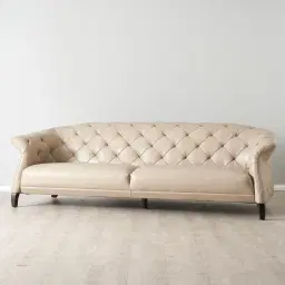 Regal Taupe Leather 3-Seater Sofa 