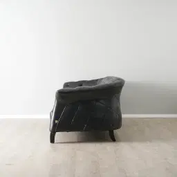 Regal Black Leather 3-Seater Sofa