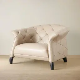 Regal Taupe Leather Single Seat Sofa