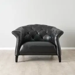 Regal Black Leather Single Seat Sofa