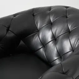 Regal Black Leather Single Seat Sofa