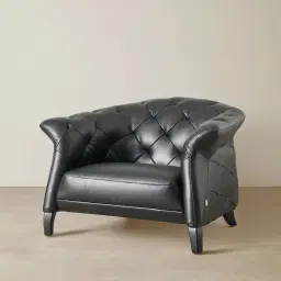 Regal Black Leather Single Seat Sofa