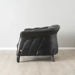 Regal Black Leather Single Seat Sofa