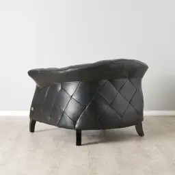 Regal Black Leather Single Seat Sofa