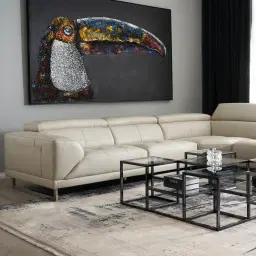 Fortitude II Cream Leather Corner Lounge 