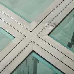 Titus Stainless Steel Dining Table - Smoke Green Glass Top