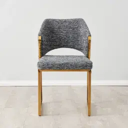 Perkins Distressed Charcoal Boucle Dining Chair - Gold Legs