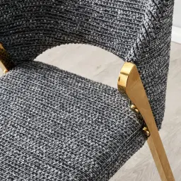 Perkins Distressed Charcoal Boucle Dining Chair - Gold Legs