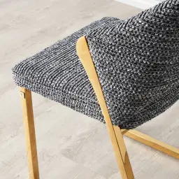 Perkins Distressed Charcoal Boucle Dining Chair - Gold Legs