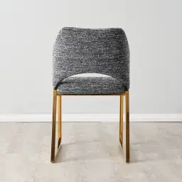 Perkins Distressed Charcoal Boucle Dining Chair - Gold Legs
