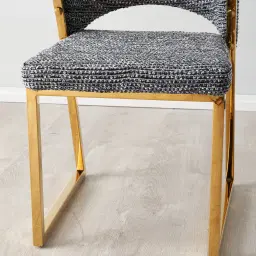 Perkins Distressed Charcoal Boucle Dining Chair - Gold Legs