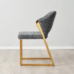 Perkins Distressed Charcoal Boucle Dining Chair - Gold Legs