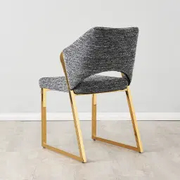 Perkins Distressed Charcoal Boucle Dining Chair - Gold Legs