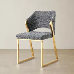 Perkins Distressed Charcoal Boucle Dining Chair - Gold Legs