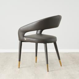 Moulin Smoke Grey Vegan Leather Dining Chair - Polished Gold Legs