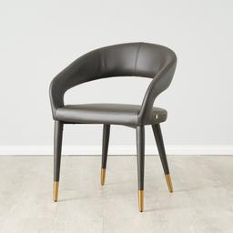 Moulin Smoke Grey Vegan Leather Dining Chair - Polished Gold Legs